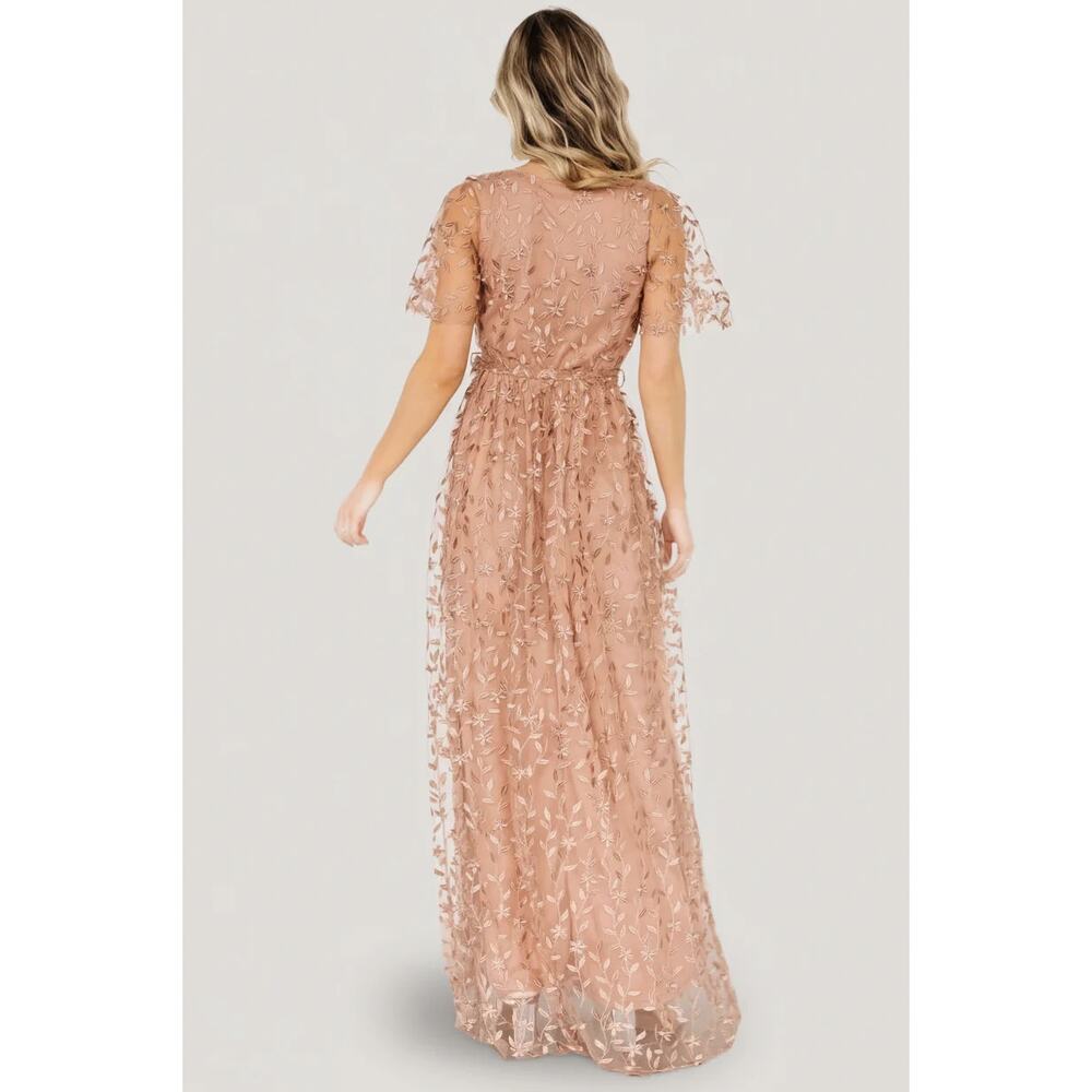 BALTIC BORN Marseille Embossed Maxi Dress Nude Rose Sz XS NWT $153 {3S18} - Picture 3 of 4
